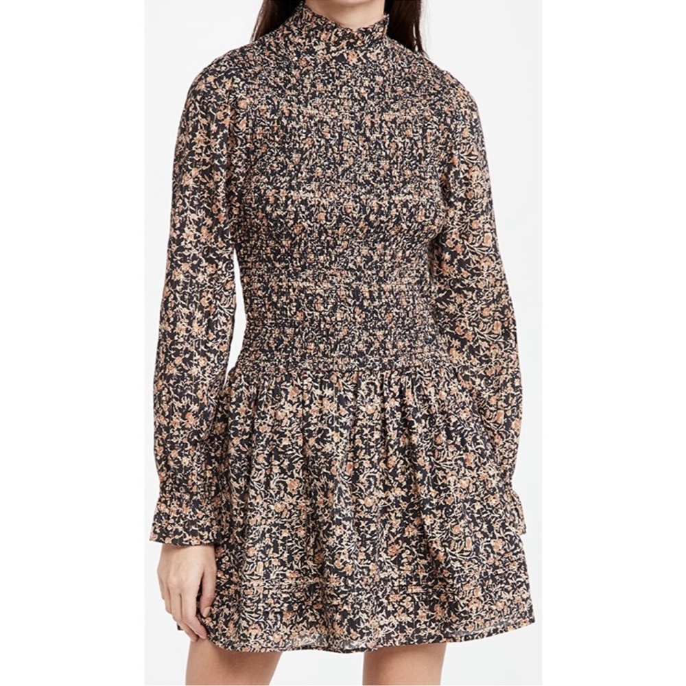 CLEOBELLA Astrid mini dress metallic long sleeve boho weekend smocked XS
